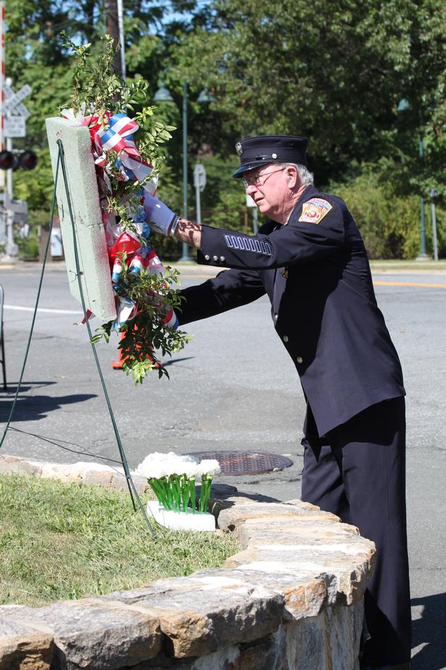 Flower placed for John Foran by Bob Lacy.

Memorial Service NFD. September 9, 2012. Photo by Vincent P. Tuzzolino